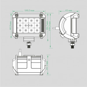 Фара рабочая, LED 18W (12/24В) прямоугольная компакт (гибридный луч) Фара рабочая, LED 18W (12/24В) прямоугольная компакт (гибридный луч)